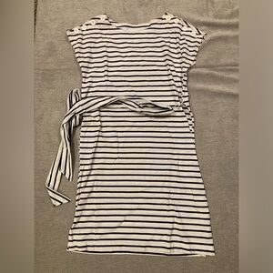 Maternity small white/navy stripe dress like new, Motherhood Maternity